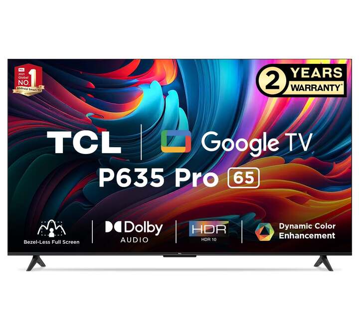 TCL 164 cm (65 inches) Bezel-Less Full Screen Series Ultra HD 4K Smart LED Google TV 65P635 Pro (Black) (65P635 PRO)